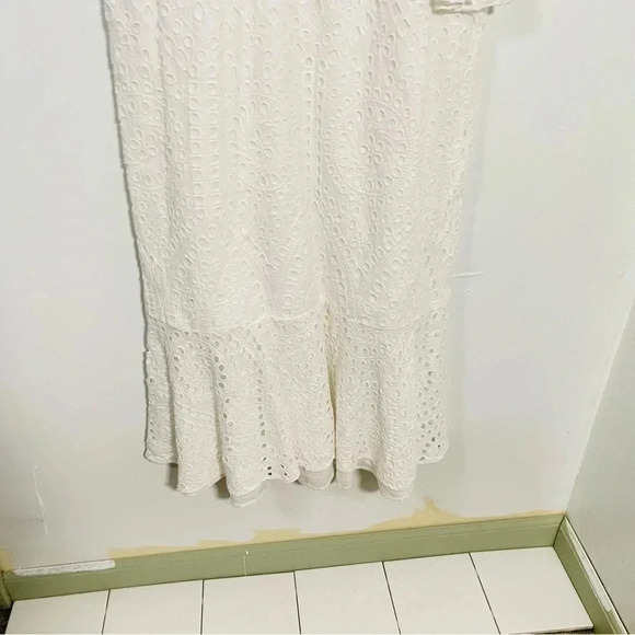 Yumi Kim Dynasty Riviera White Eyelet Midi Dress Ruffle Sleeveless Party Shower - Picture 10 of 13
